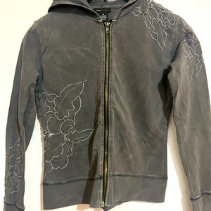 𝅺BCBGMAXAZARIA Grey Zip Up Hoodie Medium Size.